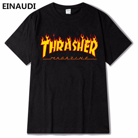 EINAUDI thrasher T Shirt Men Women Skateboards tee Short Sleeve Skate T shirts Tops Hip Hop T shirt Homme Man Trasher T shirts