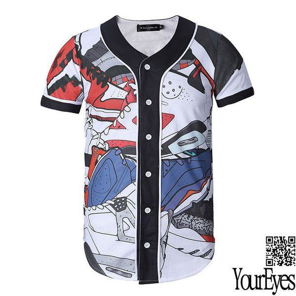 2017 New Men's 3D Baseball Uniform Hip hop T-Shirt With Short Sleeves Mens T Shirts Skate Fashion Graphic Tees Men Cool Tops