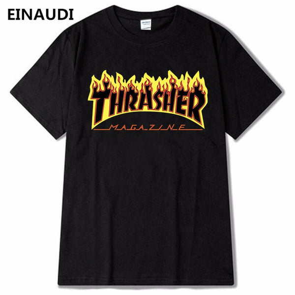 EINAUDI thrasher T Shirt Men Women Skateboards tee Short Sleeve Skate T shirts Tops Hip Hop T shirt Homme Man Trasher T shirts